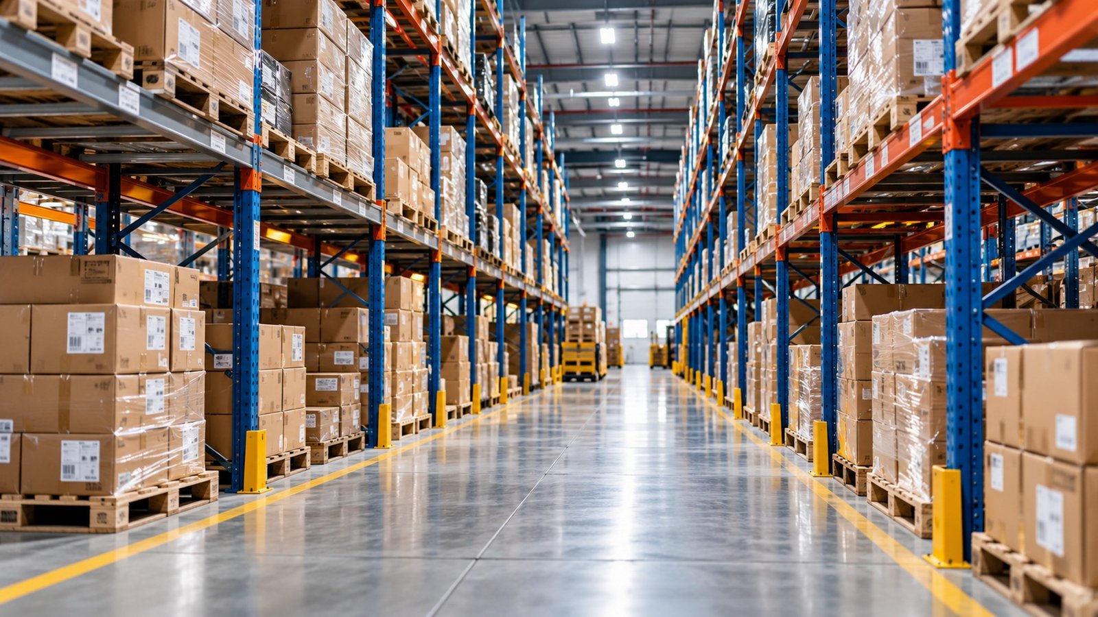 China logistics warehouse with palletized supplier cargo